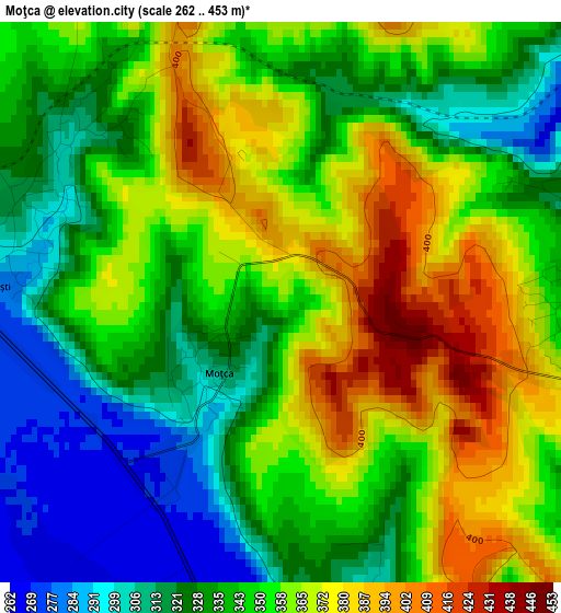 Moţca elevation map