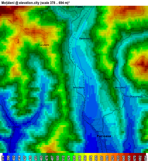 Moțăieni elevation map