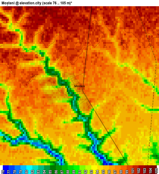 Moșteni elevation map