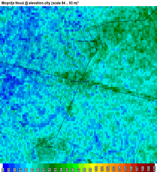 Moşniţa Nouă elevation map