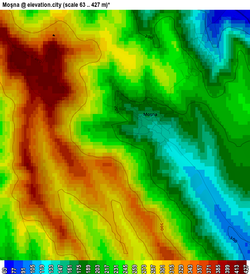 Moşna elevation map