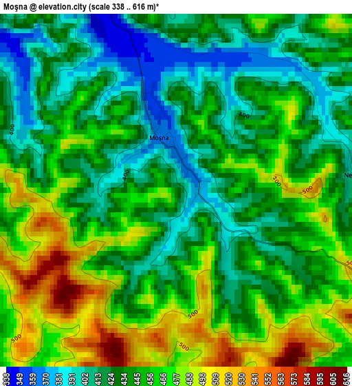 Moşna elevation map