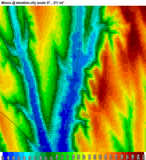 Moscu elevation map