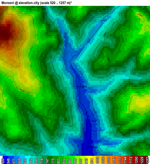 Moroeni elevation map