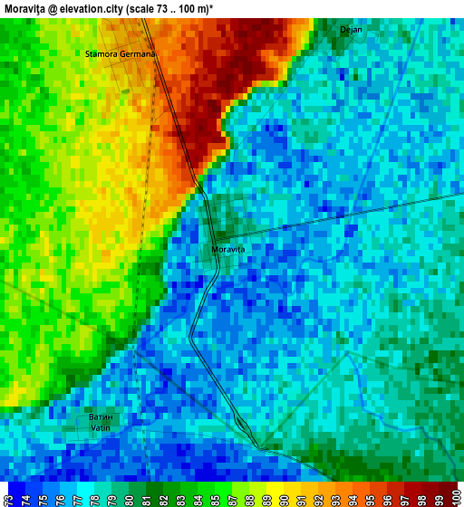 Moraviţa elevation map