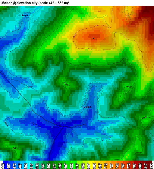 Monor elevation map