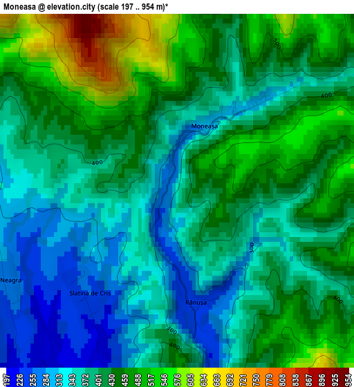 Moneasa elevation map