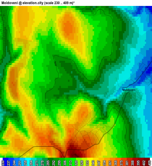 Moldoveni elevation map