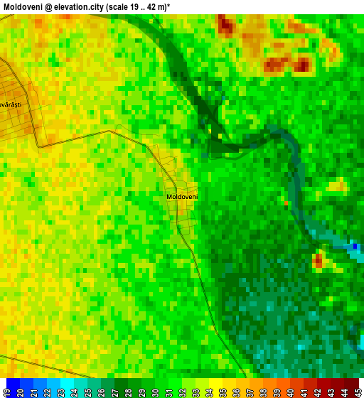 Moldoveni elevation map