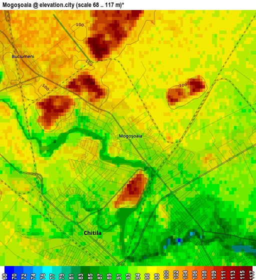 Mogoşoaia elevation map