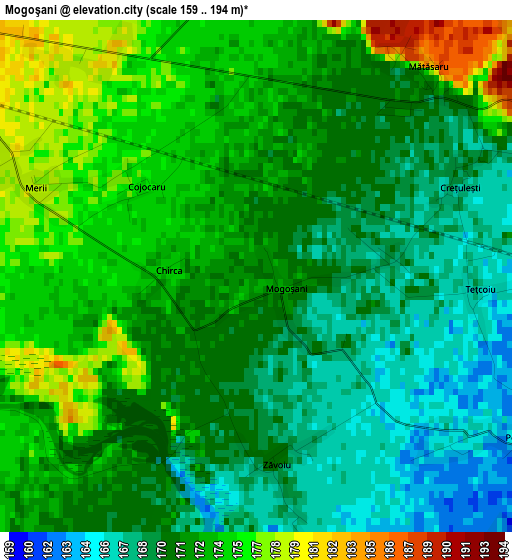 Mogoşani elevation map