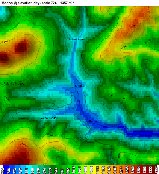 Mogoș elevation map