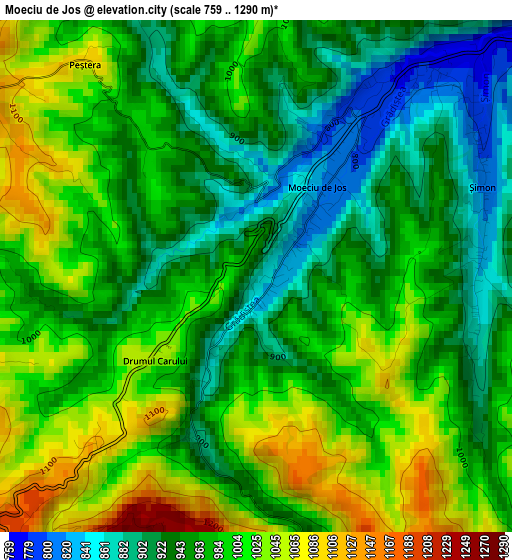 Moeciu de Jos elevation map