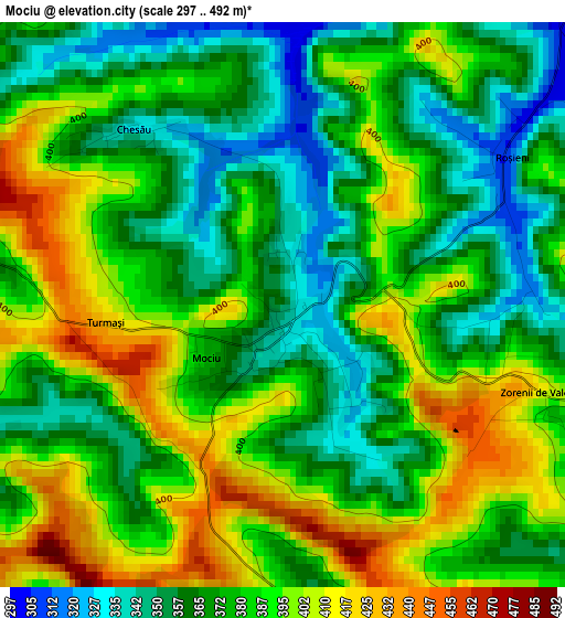 Mociu elevation map