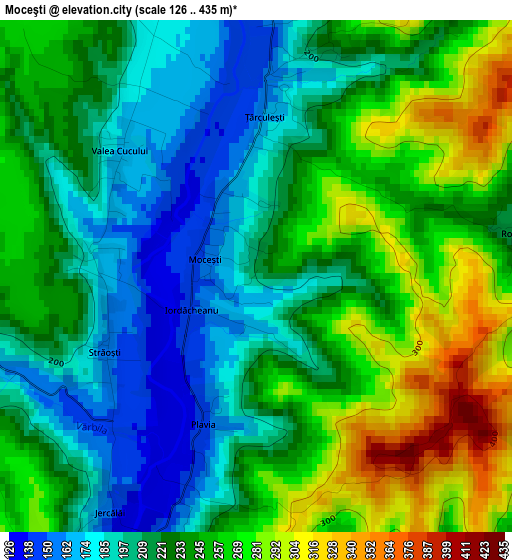 Moceşti elevation map