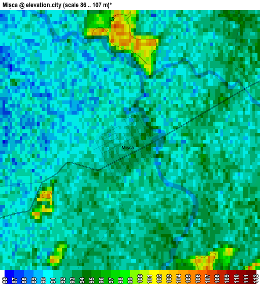 Mișca elevation map