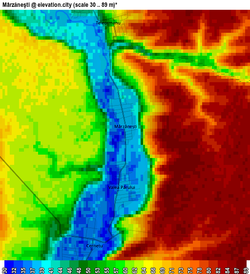 Mârzăneşti elevation map