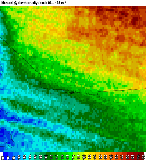 Mârşani elevation map