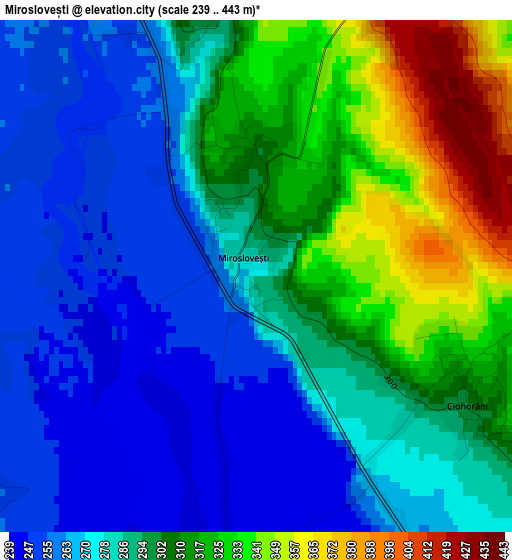 Miroslovești elevation map