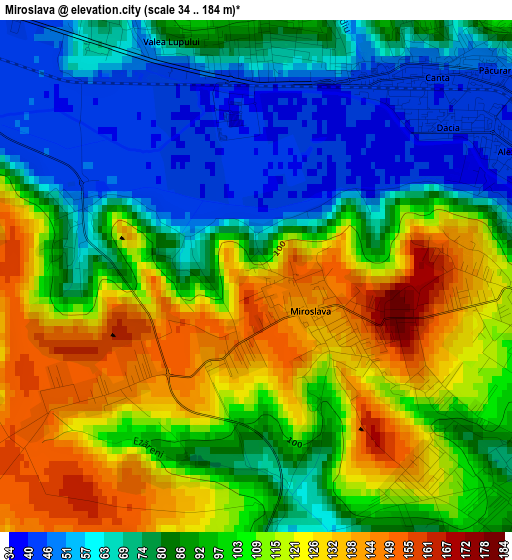 Miroslava elevation map