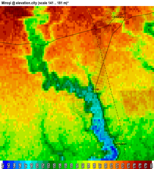 Miroşi elevation map