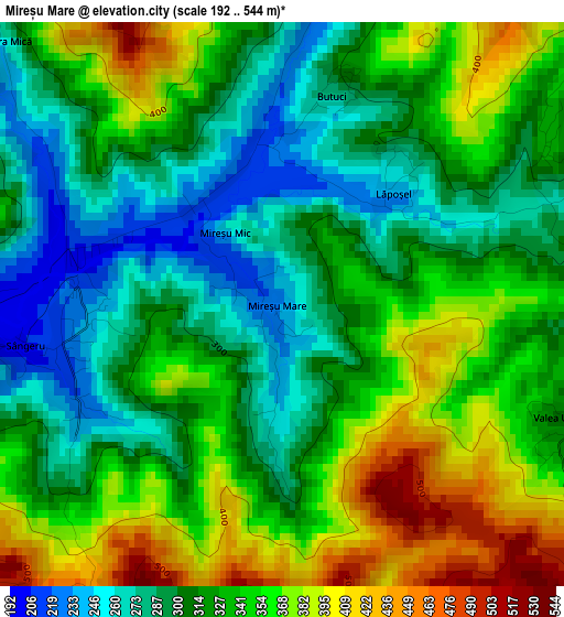 Mireșu Mare elevation map