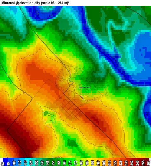 Miorcani elevation map