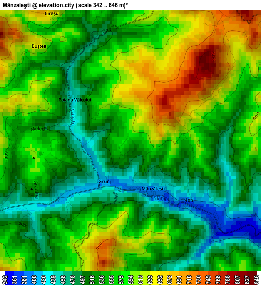 Mânzăleşti elevation map