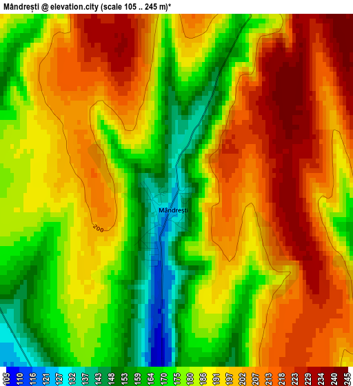 Mândrești elevation map