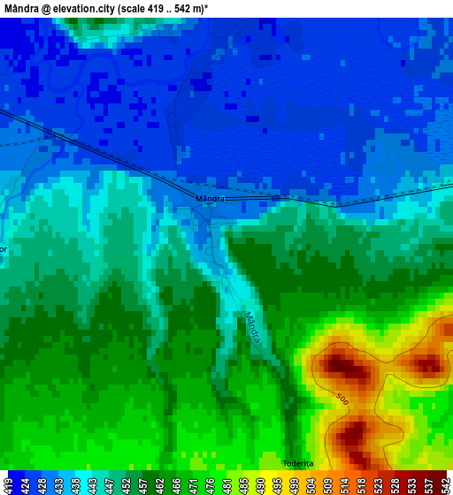 Mândra elevation map