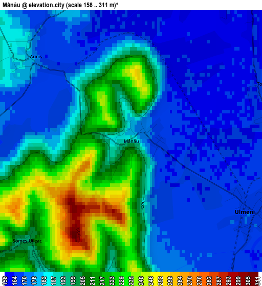 Mânău elevation map