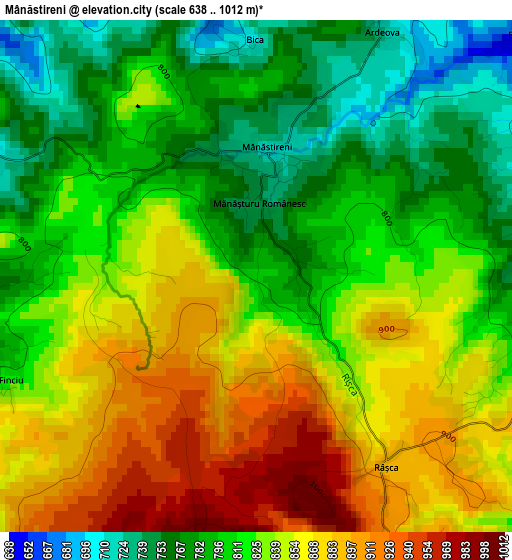 Mânăstireni elevation map