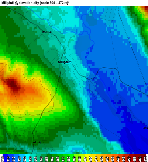 Milişăuţi elevation map