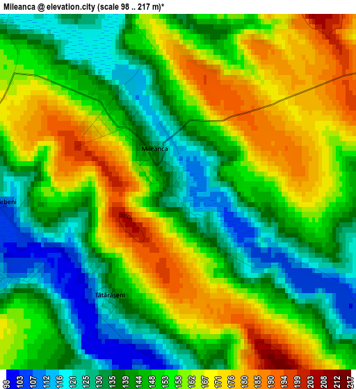 Mileanca elevation map