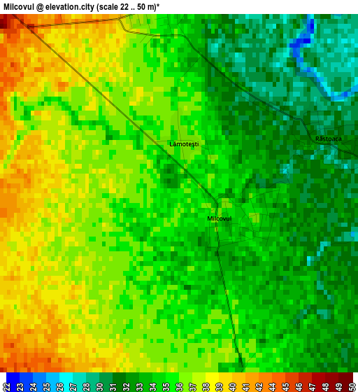 Milcovul elevation map