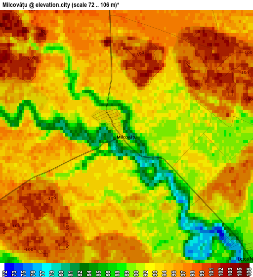 Milcovățu elevation map