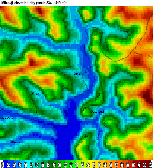 Milaş elevation map