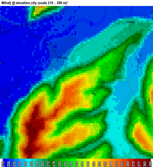 Mihalţ elevation map