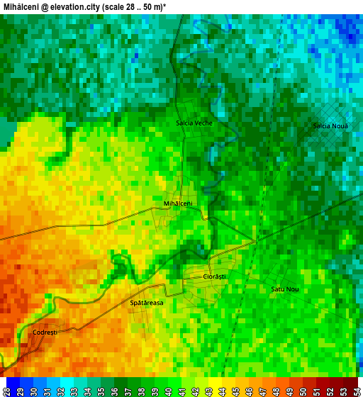 Mihălceni elevation map