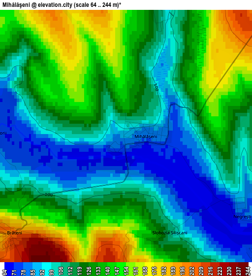 Mihălăşeni elevation map