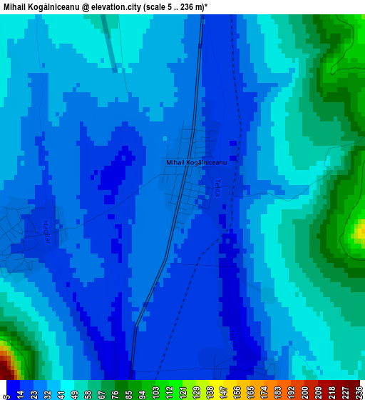 Mihail Kogălniceanu elevation map