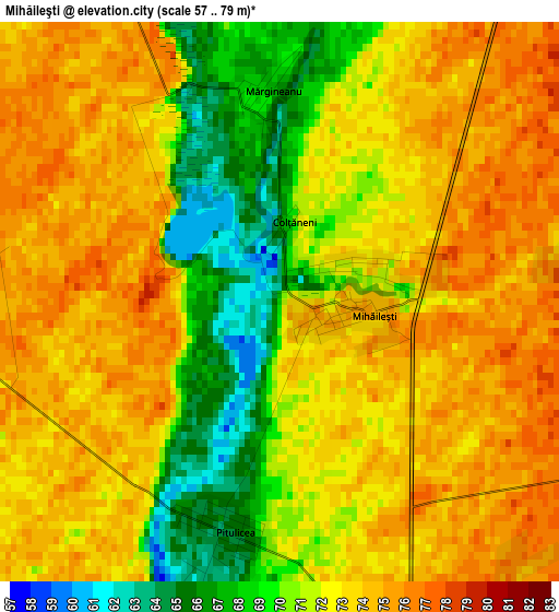 Mihăileşti elevation map