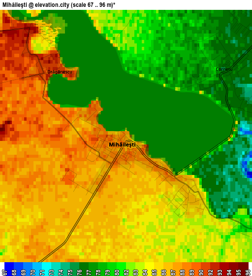 Mihăileşti elevation map