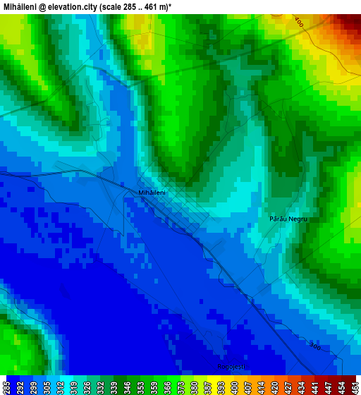 Mihăileni elevation map