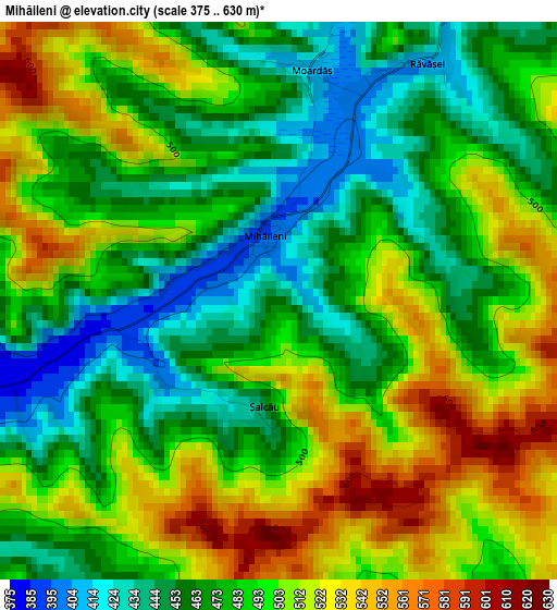 Mihăileni elevation map