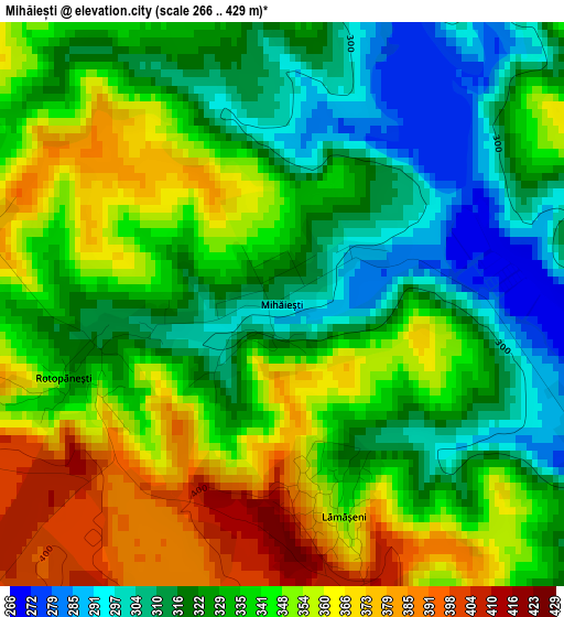 Mihăiești elevation map