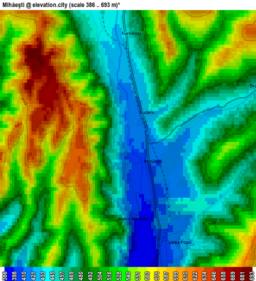 Mihăeşti elevation map