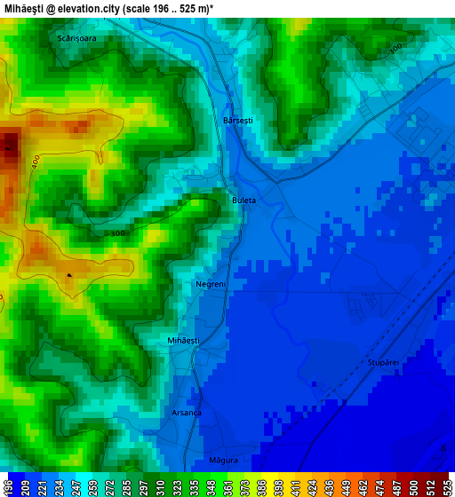 Mihăeşti elevation map