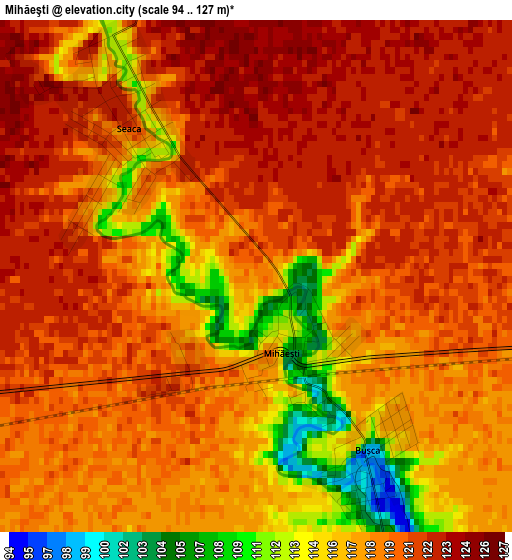 Mihăeşti elevation map