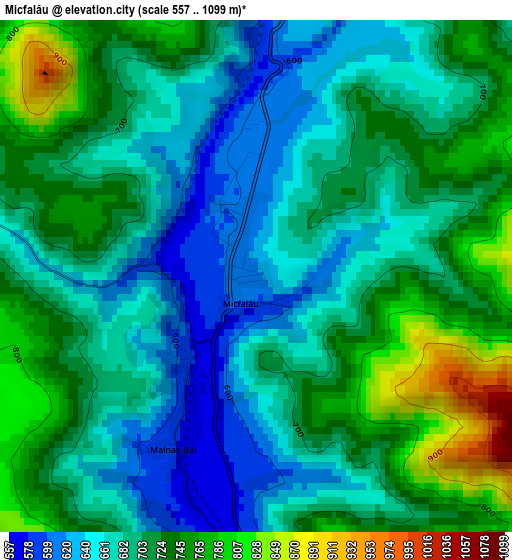 Micfalău elevation map